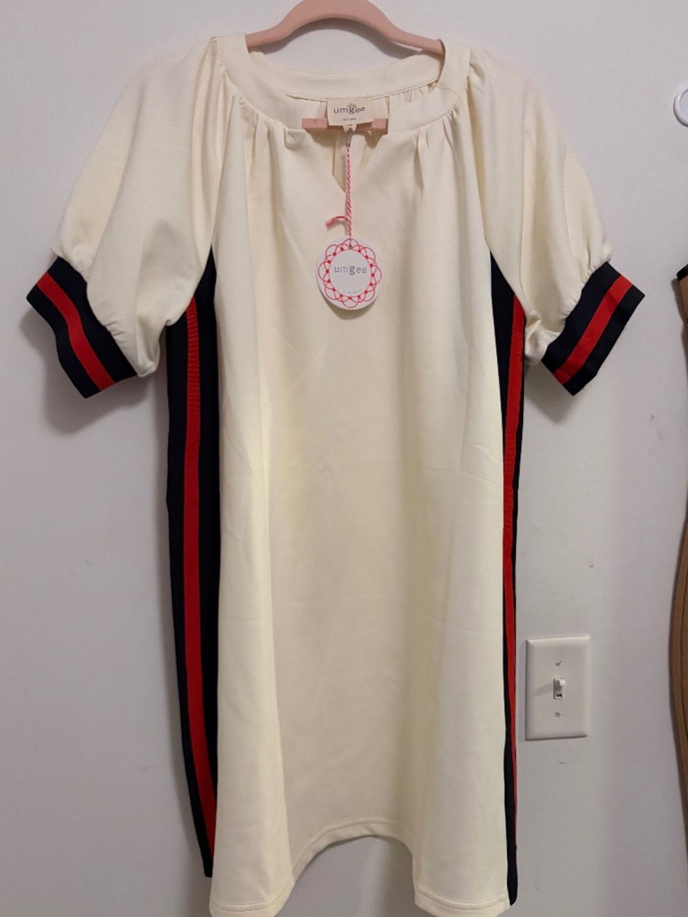 NEW Umgee Cream Dress with Stripes Medium